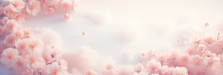 Poster - A vibrant and captivating photograph capturing a cluster of delicate pink flowers in full bloom. The image showcases the beauty and elegance of natures bounty, with petals gently swaying in the breeze