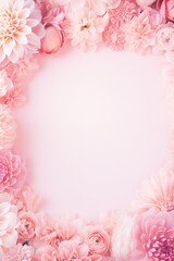 Poster - A delicate pink flower frame stands out against a crisp white background, exuding elegance and beauty in this artistic composition
