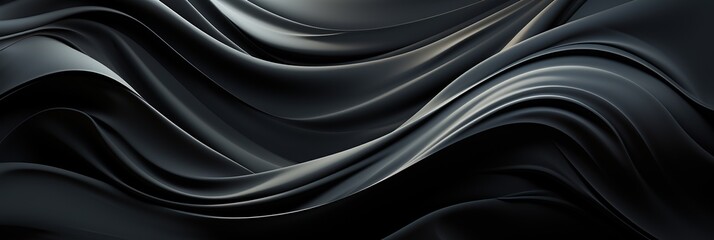 Poster - Abstract black background with wavy lines creating a dynamic and mysterious cosmic atmosphere