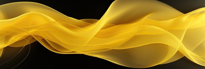 Aufkleber - A vibrant yellow fabric stands out against a deep black background, showcasing its texture and intricate details in a close-up view