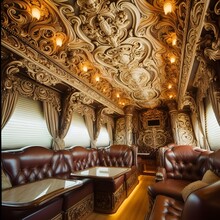 Ornate Gold Decorated Bus RV Recreational Vehicle Interior