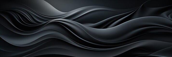 Poster - Swirling black background with dynamic wavy lines creating a sense of movement and depth