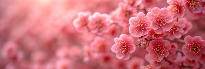 Poster - A cluster of vibrant pink flowers adorning a tree, swaying gently in the breeze, creating a beautiful and mesmerizing sight