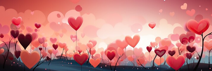 Leinwandbilder - A vibrant painting showcasing numerous hearts of different sizes and colors floating gracefully in the air, creating a captivating and emotional scene