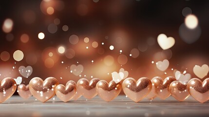 Poster - A stunning display of sparkling hearts lined up neatly on a table, casting a beautiful glow