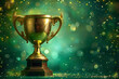 © Prasanth - Gold trophy cup gleams with pride as it takes center stage against a vibrant green background adorned with twinkling stars.