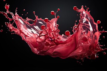 Leinwandbilder - A vibrant red liquid gracefully explodes, forming abstract shapes as it splashes into the air
