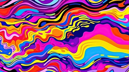 Aufkleber - A dynamic and expressive abstract painting bursting with a multitude of vibrant colors, each blending and dancing across the canvas in a harmonious display of artistic energy