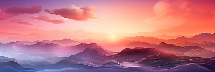 Poster - serene beauty of a sunset casting warm hues over a majestic mountain range in a tranquil landscape