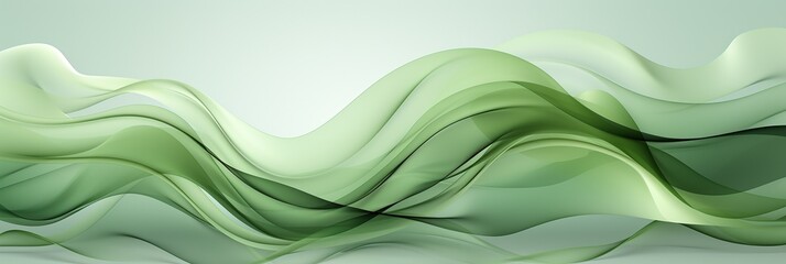 Canvas Print - A vibrant green wave of liquid or smoke swirls and flows dynamically against a stark white background