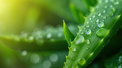 Canvas Print - water drops on green leaf
