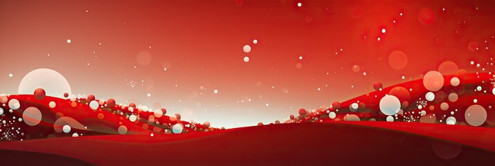 Leinwandbilder - Vivid red background adorned with whimsical white circles creating a dynamic and lively composition