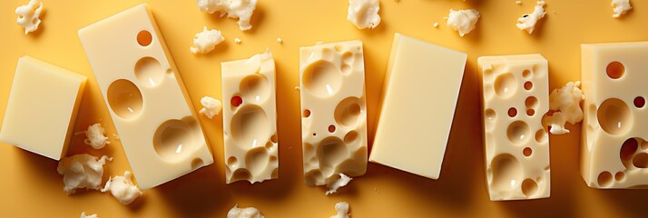 Poster - Various delectable pieces of cheese elegantly displayed on a tabletop