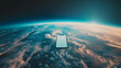 © BeautyStock - Isolated smartphone device flying in the sky space with blank empty white screen, global communication technology concept