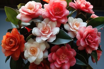 Aufkleber - vibrant array of pink and orange flowers, creating a cheerful and visually captivating display