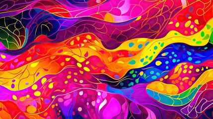 Fototapete - A vibrant painting featuring a colorful background with an array of different hues blending and swirling together in a harmonious display of artistic brilliance