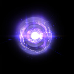 Poster - Magic plasma ball. Abstract translucent light effect with an explosion of electric ball lightning.