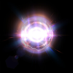 Poster - Magic plasma ball. Abstract translucent light effect with an explosion of electric ball lightning.