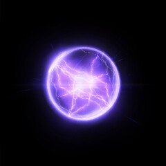 Poster - Magic plasma ball. Abstract translucent light effect with an explosion of electric ball lightning.