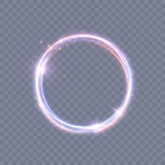 Aufkleber - Abstract neon blue-violet ring. A bright plume of luminous rays swirling in a fast spiraling motion. Light golden swirl. Curve gold line light effect. Vector	
