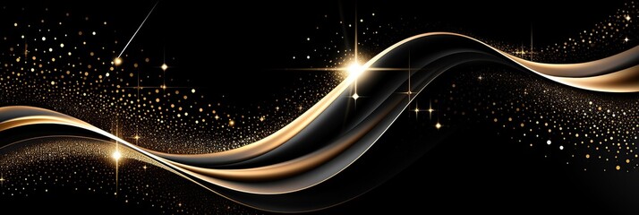 Poster - A mesmerizing black and gold background adorned with shimmering stars, creating a celestial symphony of magic and mystery