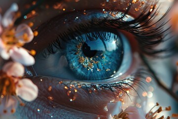 Poster - persons blue eye, capturing the mesmerizing hue and unique patterns within the iris