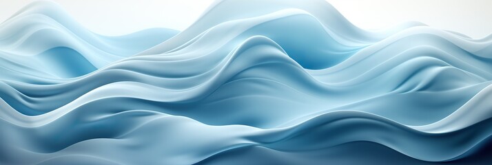 Poster - Serene Blue Fabric Waves. Draped blue satin texture.