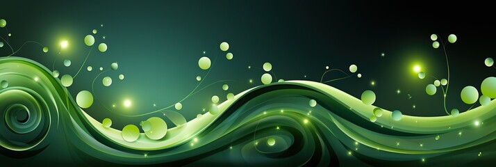 Poster - A vibrant green background filled with shimmering bubbles and sparkling lights, creating a captivating and otherworldly atmosphere