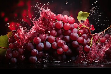 Aufkleber - A bunch of grapes gracefully floating, creating a magical and surreal scene of tranquility and beauty