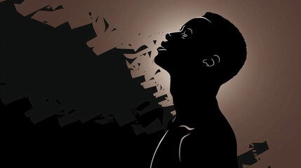 Wall Mural - Black silhouette, tattoo of a man's head on white isolated background. Vector.