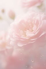 Poster - A close-up view of delicate pink flowers blooming gracefully against a pristine white backdrop