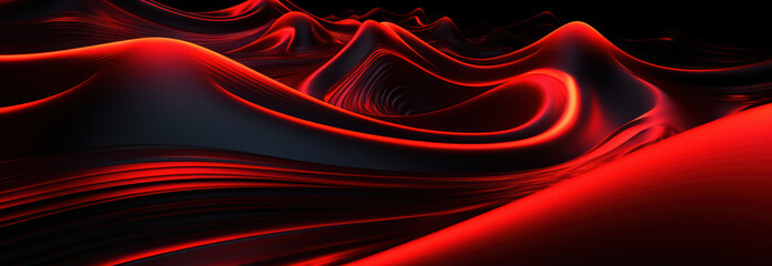 Red abstract 3D waves of fluid neon liquid