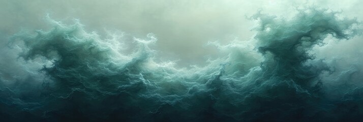 Poster - A vibrant painting capturing the raw power and beauty of a large wave crashing in the ocean, with intricate details and vivid colors
