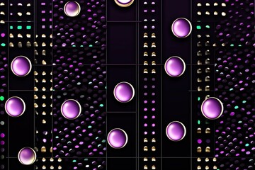 Poster - A vibrant display of purple and black, with circles and dots swirling together in a mesmerizing cosmic dance