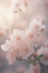 Poster - A mesmerizing close-up of a vibrant flower blooming on a tree branch, showcasing delicate petals in full bloom