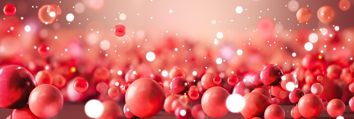 Wall Mural - A lively group of vibrant red pink  balloons floating freely in the air, creating a joyous and magical scene