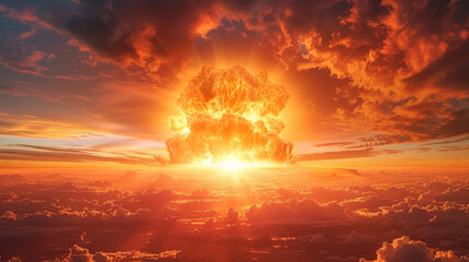 Wall Mural - Nuclear explosion, world war, end of mankind concept