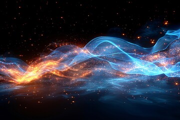 Wall Mural - Future technology background composed of glowing particles, Internet communication technology concept illustration