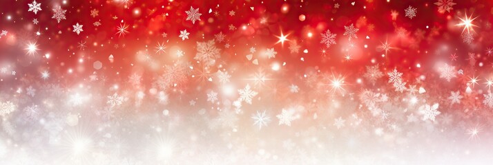 Poster - A festive red and white background adorned with delicate snowflakes falling gently, creating a magical winter atmosphere