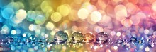 Vibrant Macro Background Of Water Droplets On Colorful Wet Surface With Reflective Properties