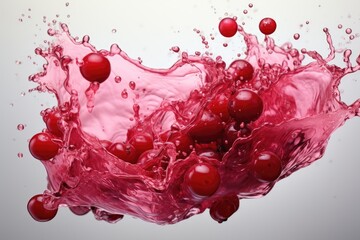 Leinwandbilder - Delicate swirls of pink liquid dance and splatter upon a pristine white canvas, creating a mesmerizing and vibrant display of colors in motion