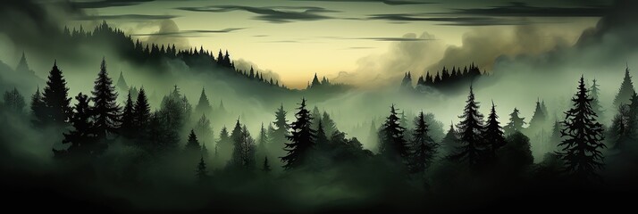 Aufkleber - dense forest filled with an abundance of lush green trees under a bright blue sky