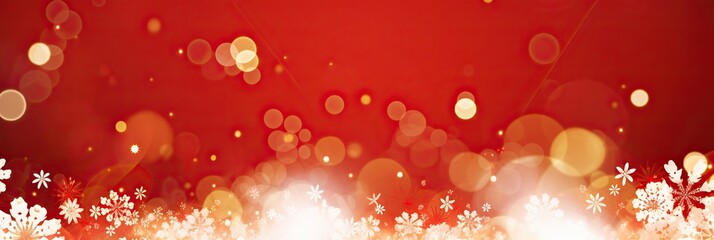 Poster - A festive red and white background adorned with delicate snowflakes falling gently