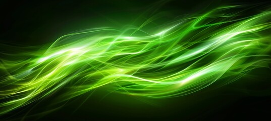 Poster - green and black flowing waves, modern digital art concept for graphic design and creative projects.