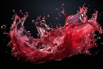 Canvas Print - A vibrant red liquid dances and splashes against a dark, ominous black background, creating a mesmerizing and dramatic visual display