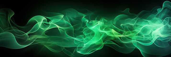 Aufkleber - A swirling, ethereal green smoke dances and billows against a velvety black backdrop, creating a mysterious and captivating display of color and movement