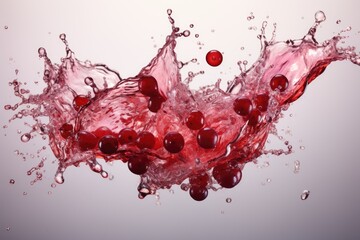 Leinwandbilder - A vibrant red liquid dances and splashes into the crystal-clear water, creating a mesmerizing display of color and motion
