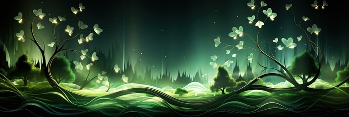 Poster - dense forest, teeming with a myriad of towering trees in varying shades of green 