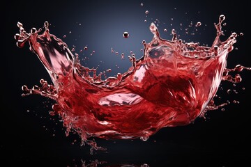 Poster - A vibrant red liquid explodes into the air in a mesmerizing display of movement and energy, creating a stunning visual feast