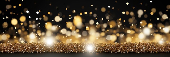 Poster - A dazzling black and gold background adorned with an abundance of shimmering sparkles, creating a luxurious and enchanting ambiance
